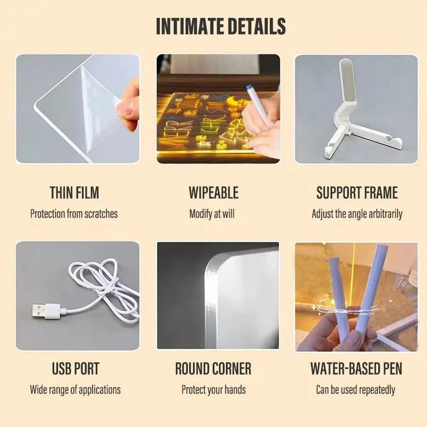 Illuminate Your Ideas with the Acrylic LED Dry Erase Board - 11.8" x 7.9" Glow Memo Board with 7 Colorful Markers