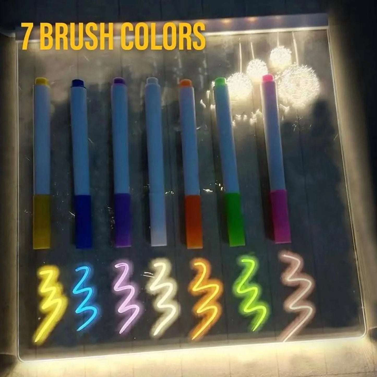 Illuminate Your Ideas with the Acrylic LED Dry Erase Board - 11.8" x 7.9" Glow Memo Board with 7 Colorful Markers
